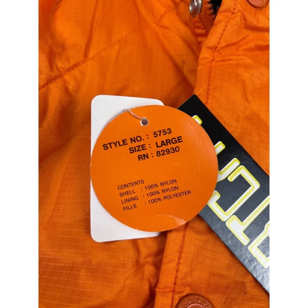 Vintage MATCH 1 Orange Quilted Puffer Parka Hooded Jacket Mens‎ Size L NEW